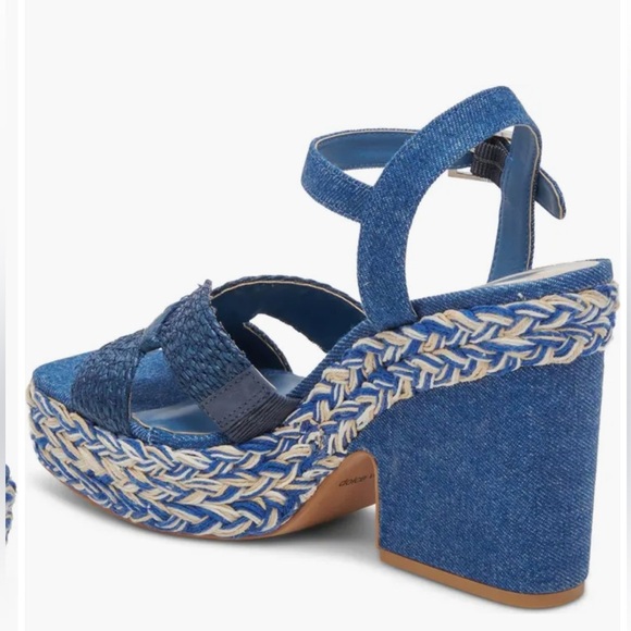 Dolce Vita Cale Blue Denim Chunky Platform Heels - Picture 3 of 10